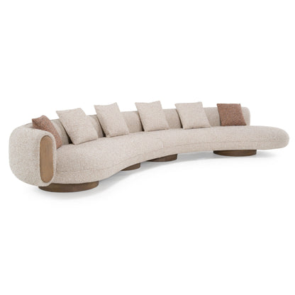 Divani Casa Raywood Modern Multicolored Bouclé Fabric & Ash Wood Sectional Sofa