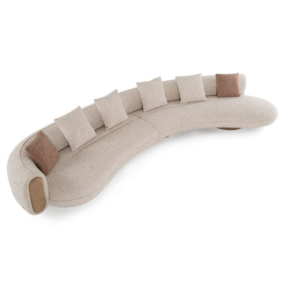 Divani Casa Raywood Modern Multicolored Bouclé Fabric & Ash Wood Sectional Sofa