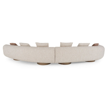 Divani Casa Raywood Modern Multicolored Bouclé Fabric & Ash Wood Sectional Sofa