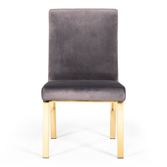 Reba Grey Velvet and Gold Dining Chair Set of 2