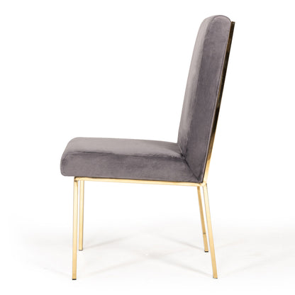 Reba Grey Velvet and Gold Dining Chair Set of 2