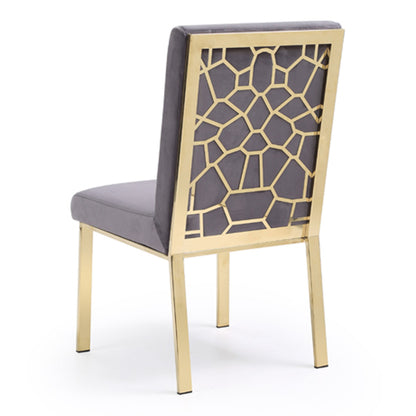 Reba Grey Velvet and Gold Dining Chair Set of 2