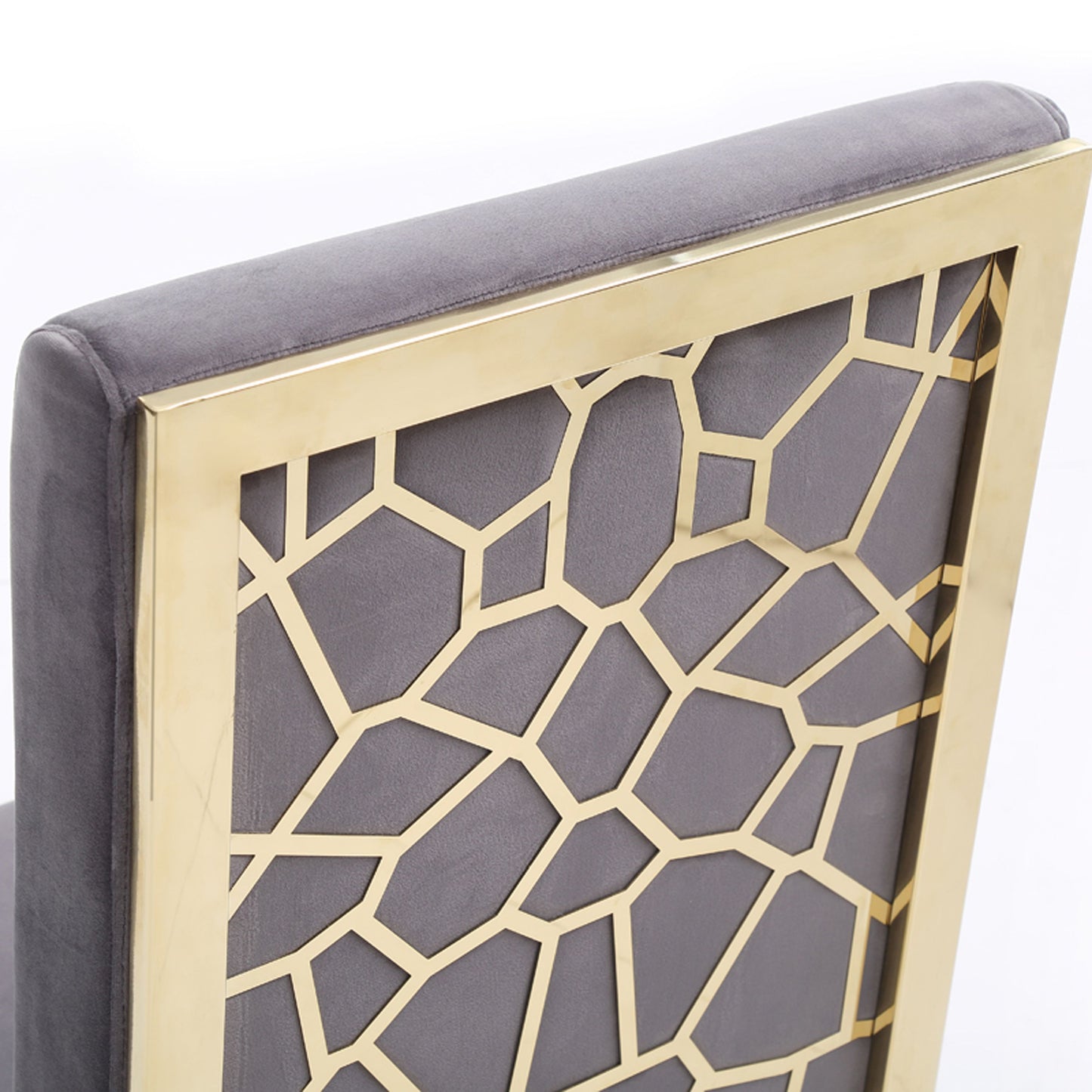 Reba Grey Velvet and Gold Dining Chair Set of 2
