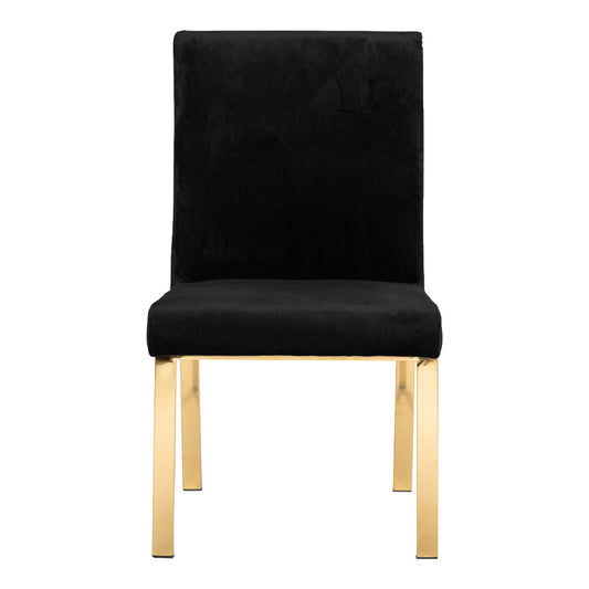 Reba Black Velvet and Gold Dining Chair Set of 2