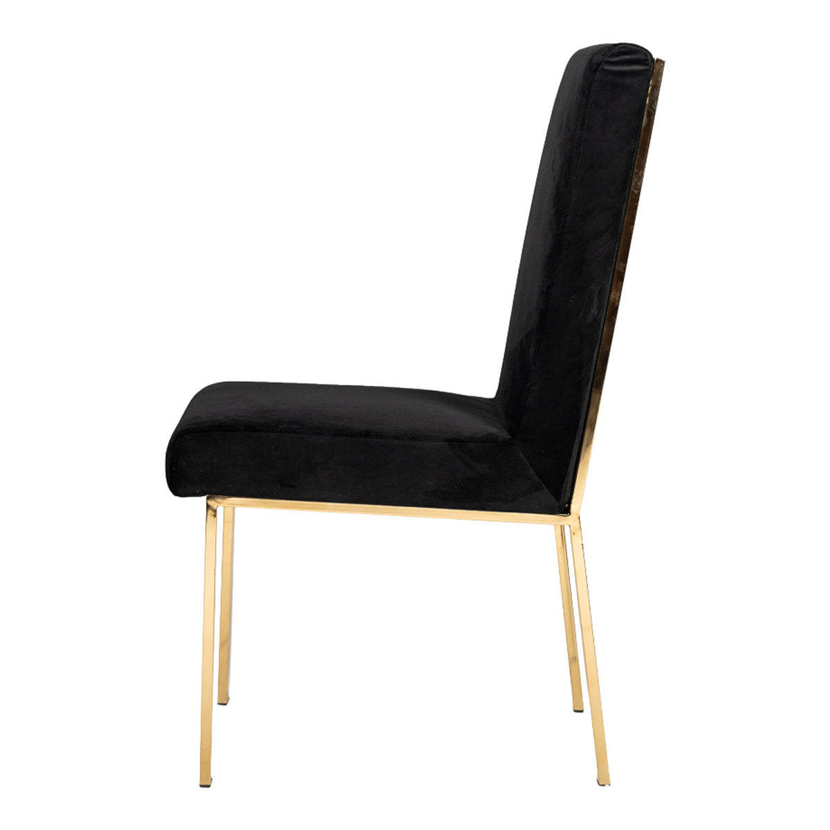 Reba Black Velvet and Gold Dining Chair Set of 2