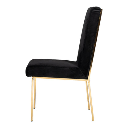 Reba Black Velvet and Gold Dining Chair Set of 2