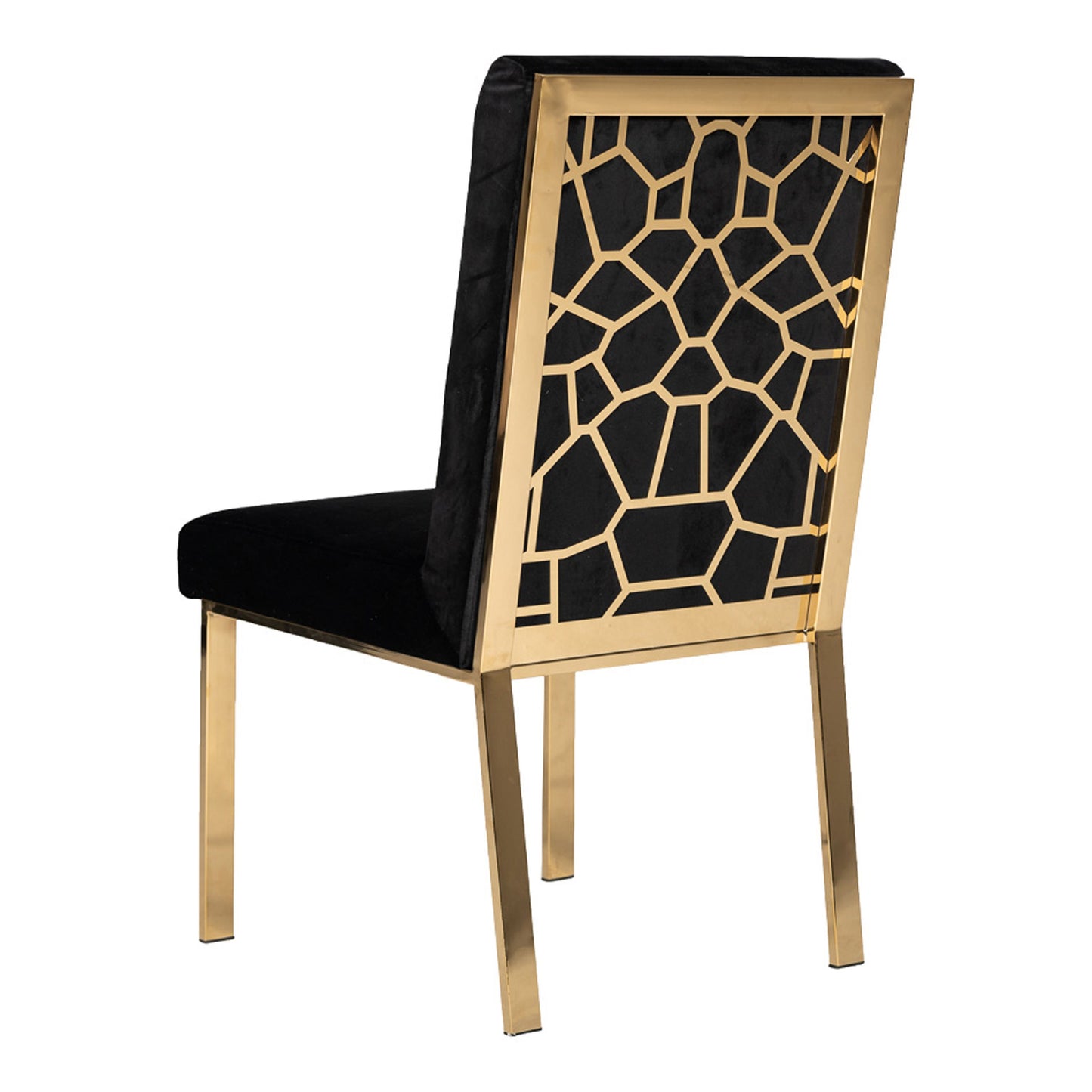 Reba Black Velvet and Gold Dining Chair Set of 2