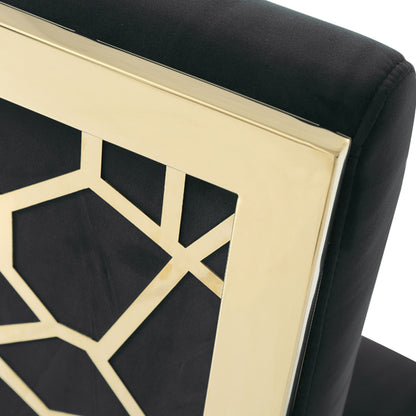 Reba Black Velvet and Gold Dining Chair Set of 2