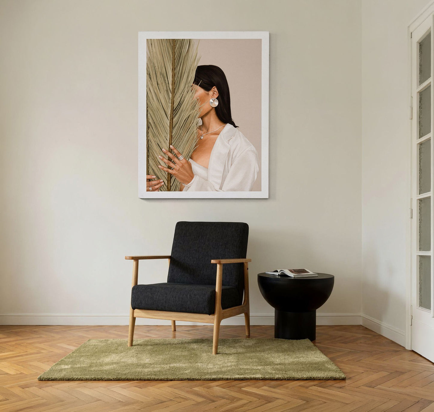 Gengo Black and Natural Oak Accent Chair