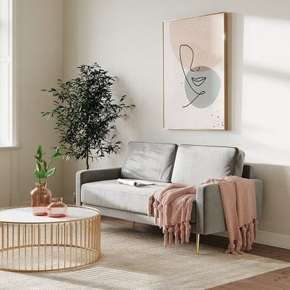 Huffine Grey Velvet Fabric Sofa