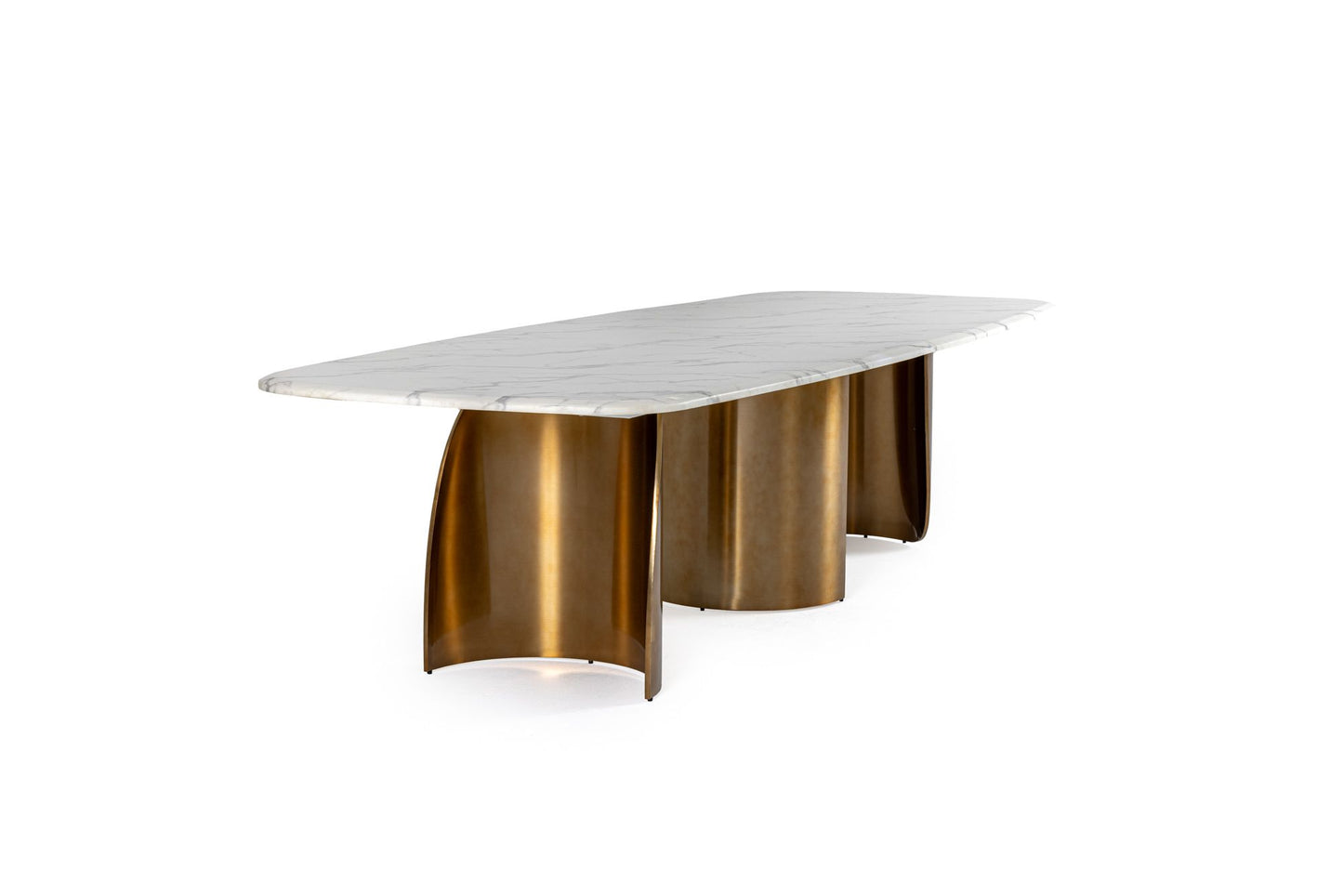 Modrest Reynold - Glam Faux Marble + Gold Stainless Steel Dining Table