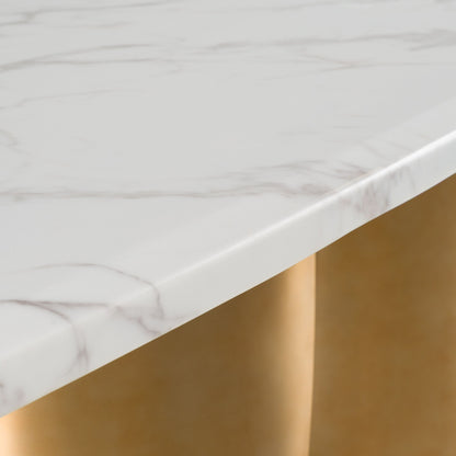 Modrest Reynold - Glam Faux Marble and Gold Stainless Steel 94-Inch Dining Table - Luxurious Statement Piece for Elegant Dining Rooms
