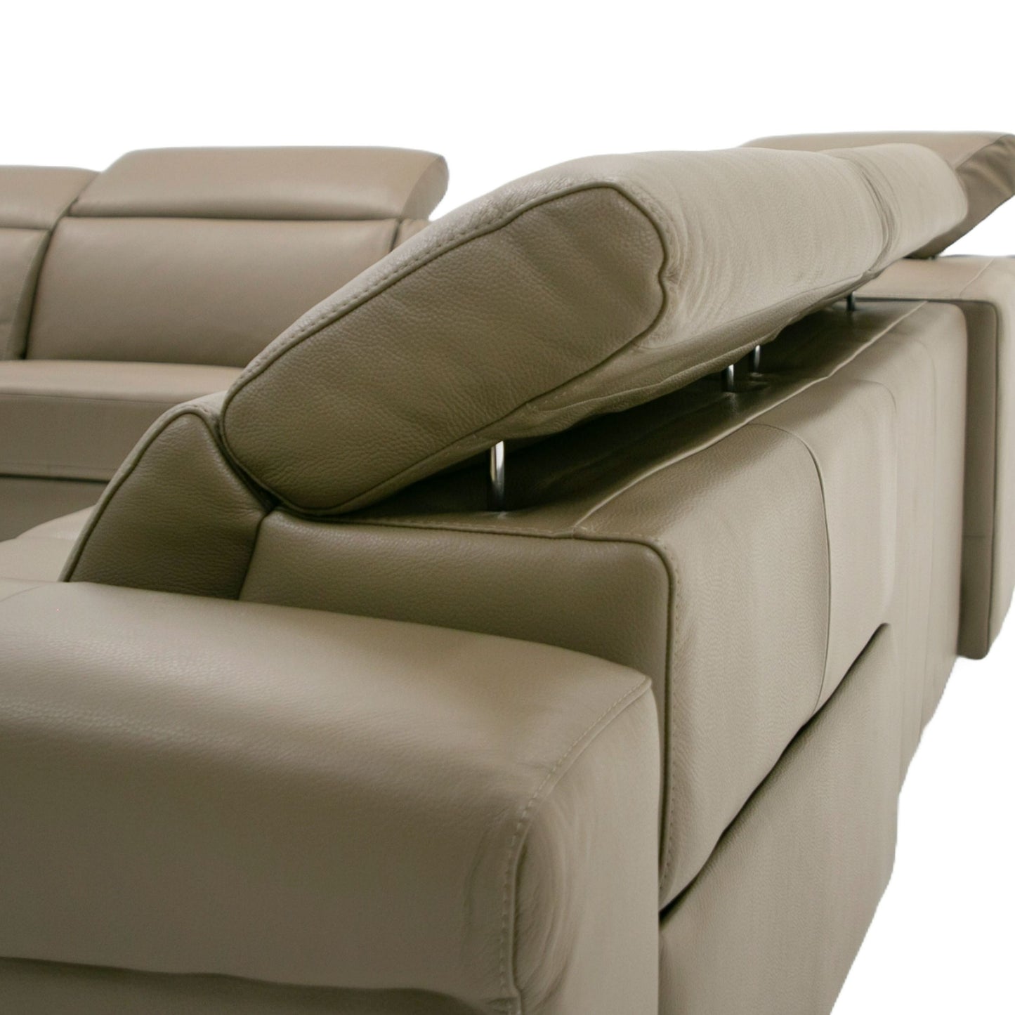 Coronelli Collezioni Riviera - Italian Modern Taupe Leather Sectional Sofa w/ 2 Recliners