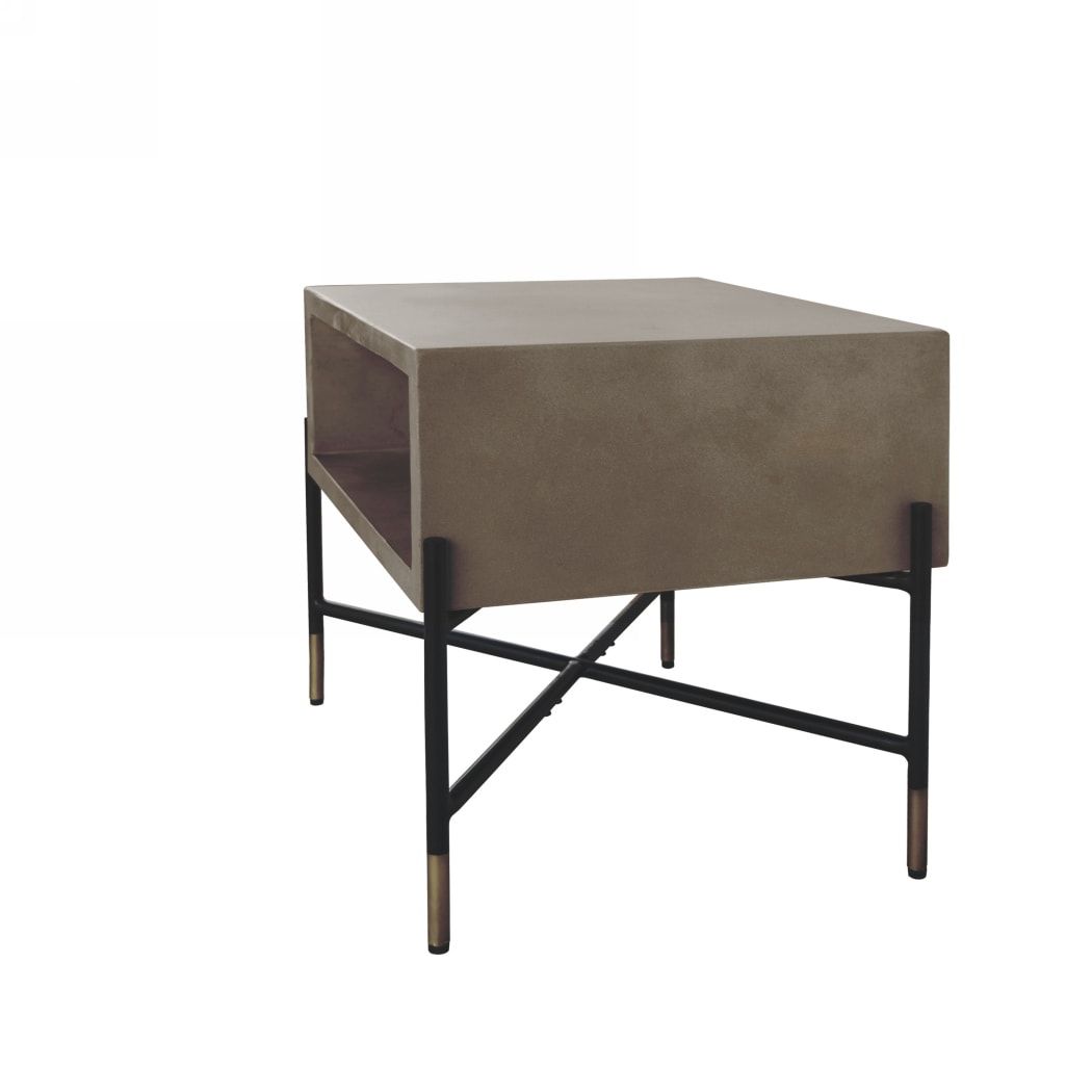 Modrest Walker Modern Coffee Table – Concrete Top with Metal Base