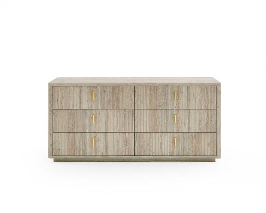 Nova Domus Roma - Chic Italian Modern Faux Travertine & Gold Dresser