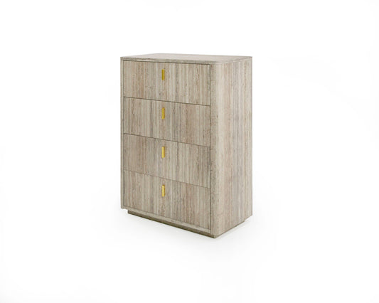 Nova Domus Roma - Stylish Faux Travertine & Gold Chest | Sleek Storage Solution