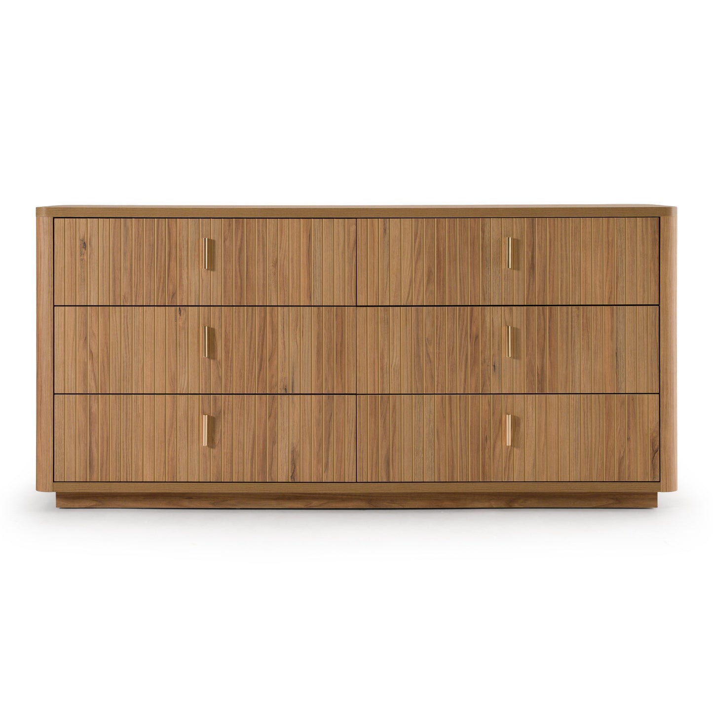 Roma Modern Oak and Gold Six‑Drawer Dresser
