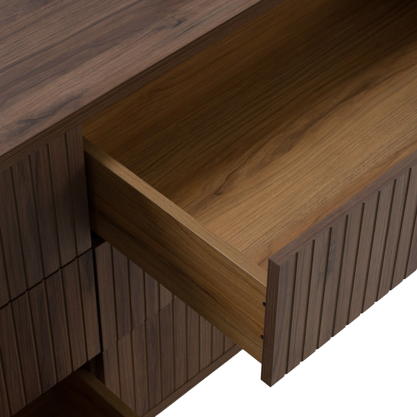 Roma Modern Walnut and Gold Six‑Drawer Dresser