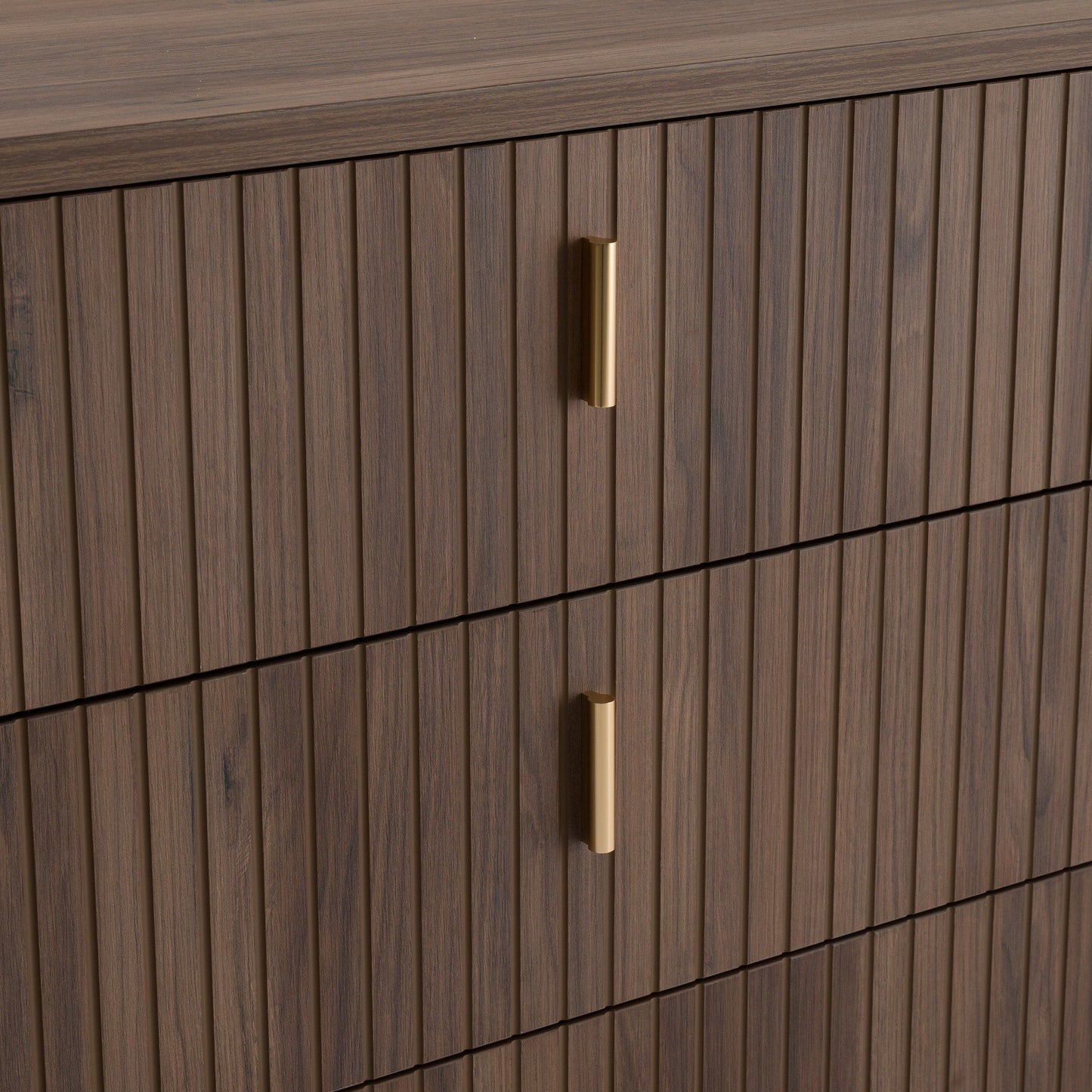Roma Modern Walnut and Gold Six‑Drawer Dresser