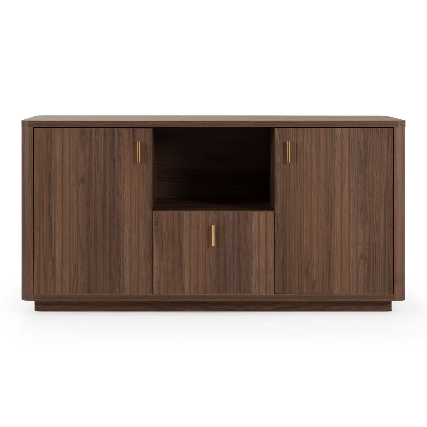 Roma Modern Walnut and Gold Horizontal File Cabinet
