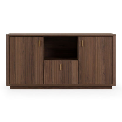 Roma Modern Walnut and Gold Horizontal File Cabinet