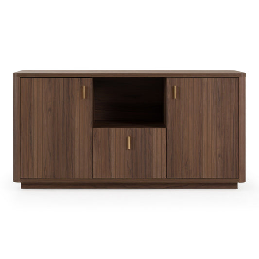 Roma Modern Walnut and Gold Horizontal File Cabinet