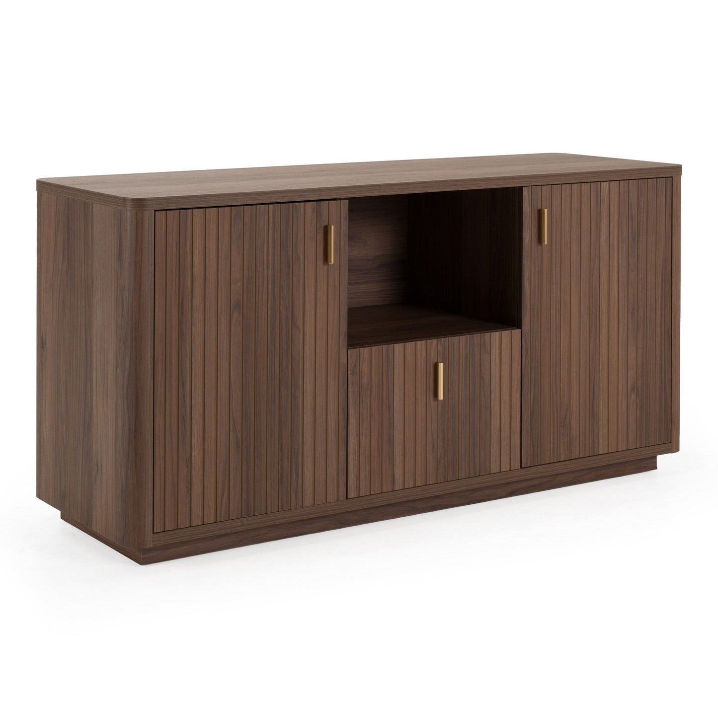 Roma Modern Walnut and Gold Horizontal File Cabinet