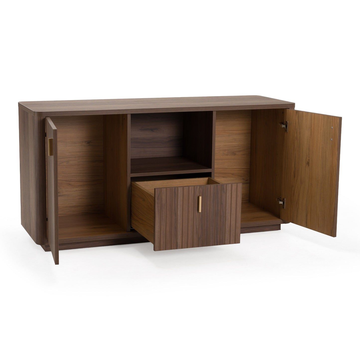 Roma Modern Walnut and Gold Horizontal File Cabinet