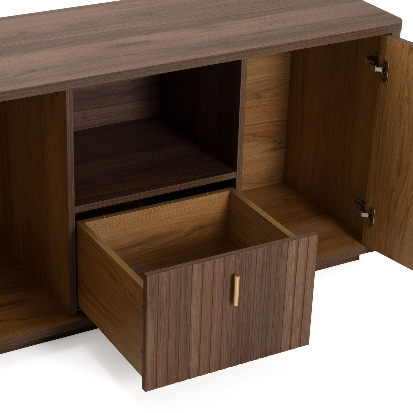 Roma Modern Walnut and Gold Horizontal File Cabinet