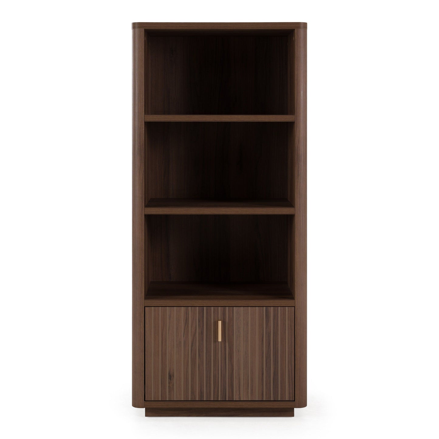 Roma Modern Walnut and Gold Vertical Bookcase