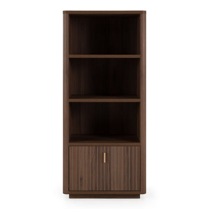 Roma Modern Walnut and Gold Vertical Bookcase