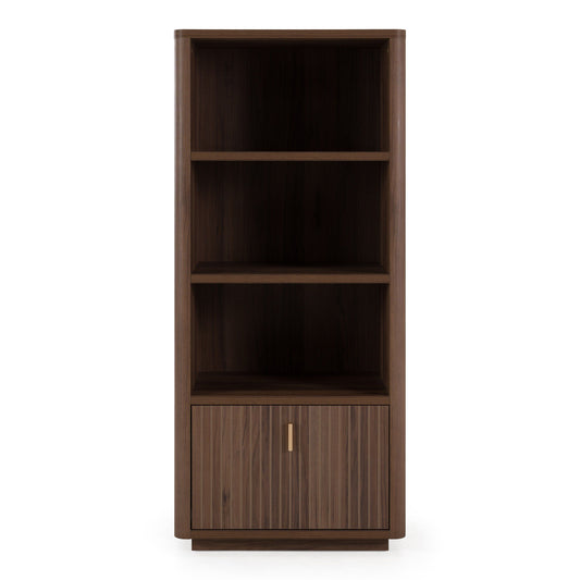 Roma Modern Walnut and Gold Vertical Bookcase