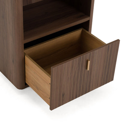 Roma Modern Walnut and Gold Vertical Bookcase