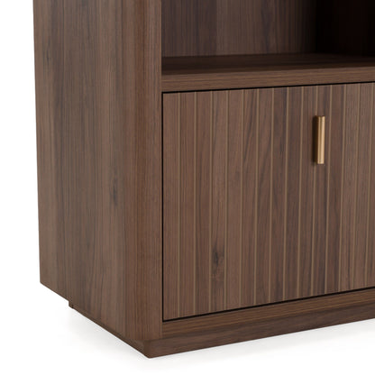 Roma Modern Walnut and Gold Vertical Bookcase