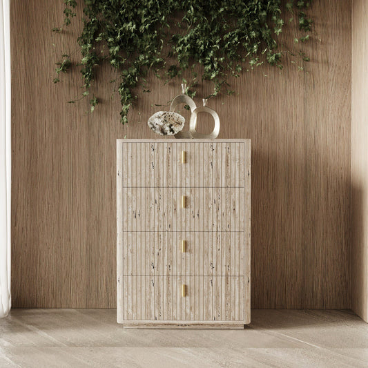 Nova Domus Roma - Modern Faux Travertine + Gold Chest