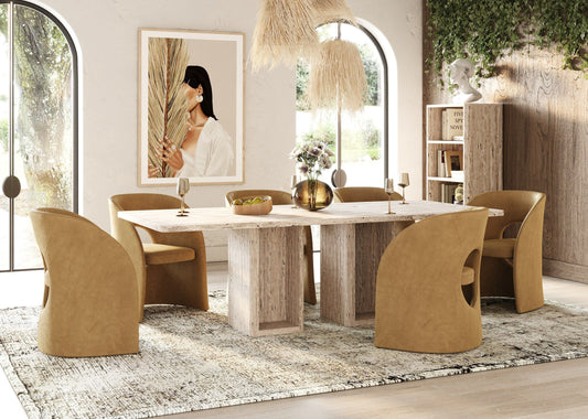 Nova Domus Roma - Modern Faux Travertine Rectangular Dining Table