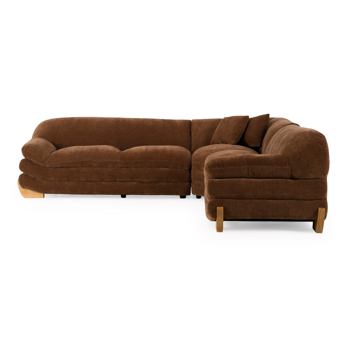 Crockett Modern Brown Fabric Sectional Sofa