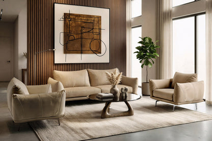 Saint Tropez Modern Italian Beige Leather Sofa
