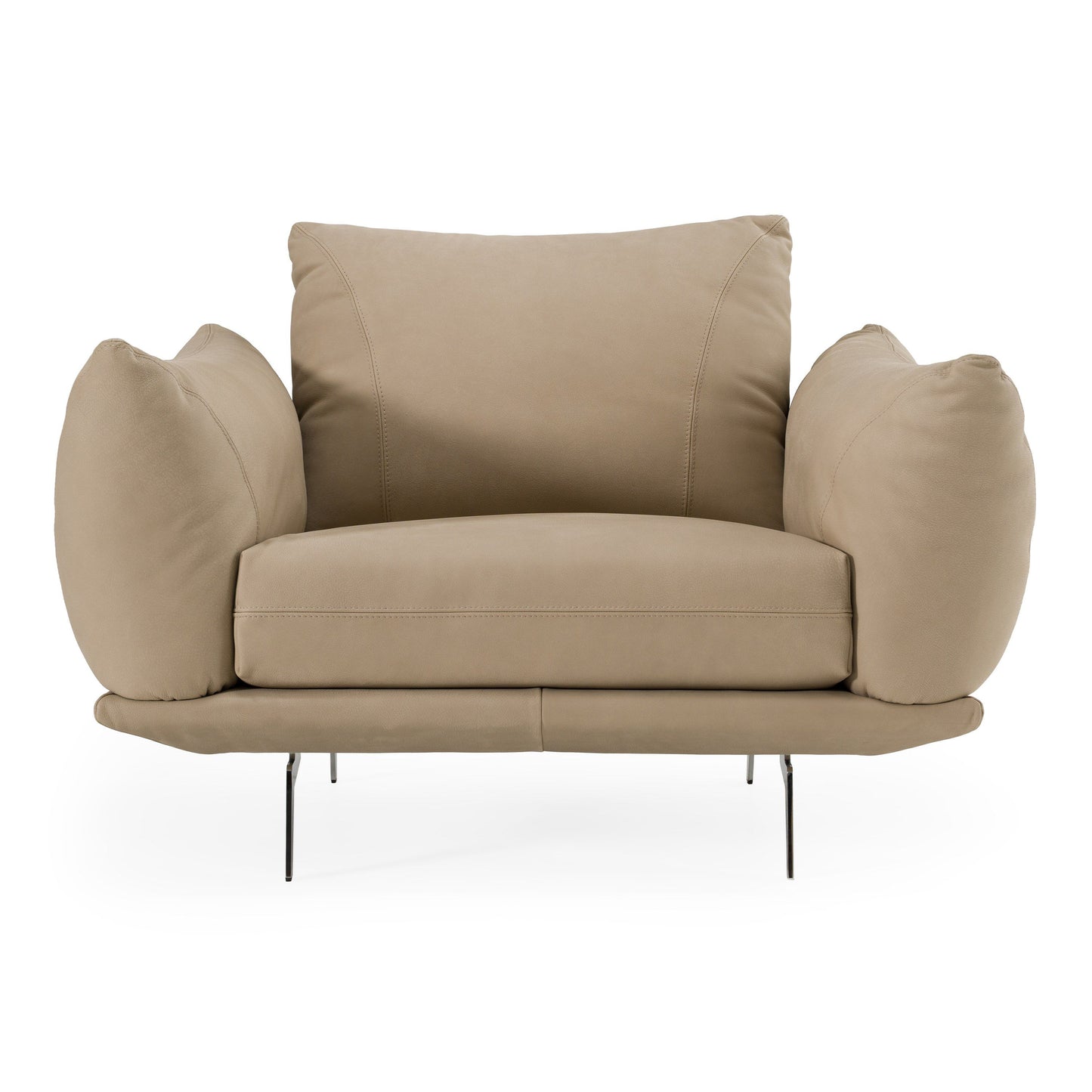Saint Tropez Modern Italian Beige Leather Accent Chair