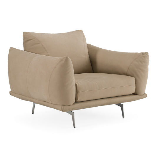 Saint Tropez Modern Italian Beige Leather Accent Chair