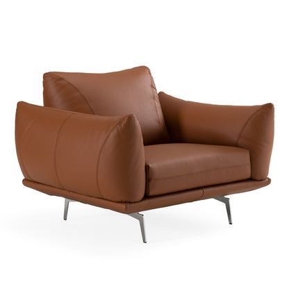 Saint Tropez Modern Italian Cognac Leather Accent Chair