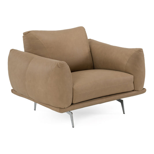 Saint Tropez Modern Italian Desert Leather Accent Chair