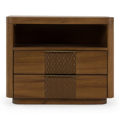 Salazar Modern Acacia Nightstand with Soft‑Closing Drawers