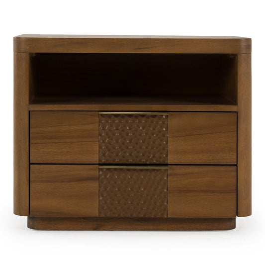 Salazar Modern Acacia Nightstand with Soft‑Closing Drawers