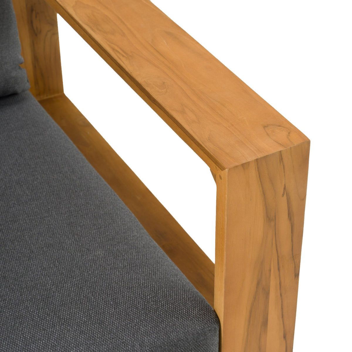 Santorini Outdoor Brown Olefin Fabric and Natural Teak Sofa Set