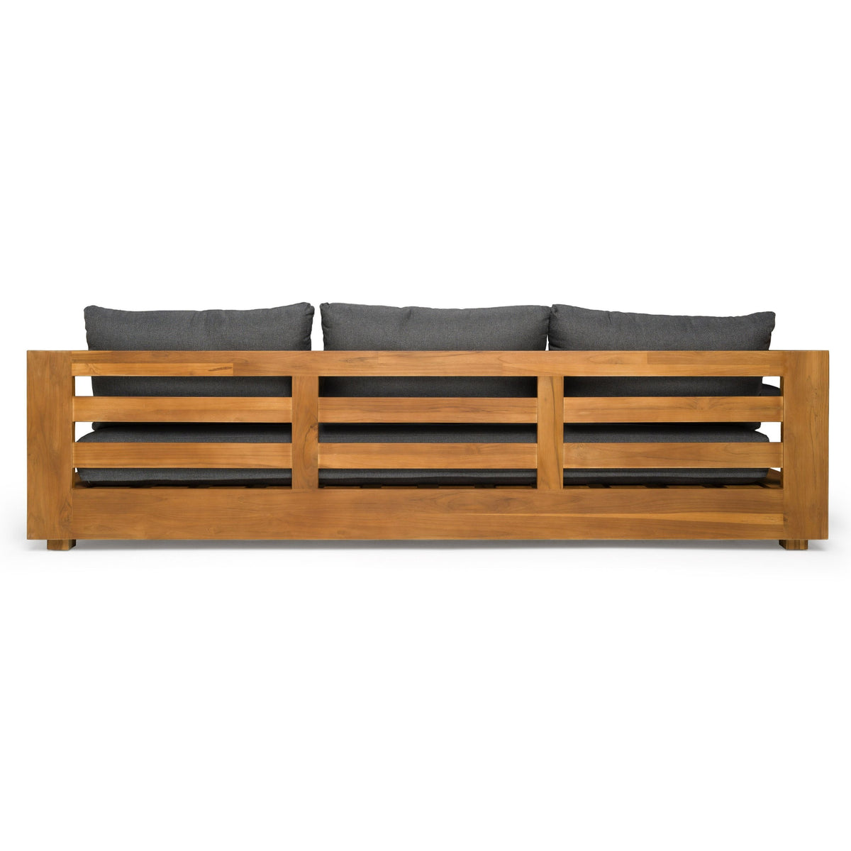 Santorini Outdoor Brown Olefin Fabric and Natural Teak Sofa Set