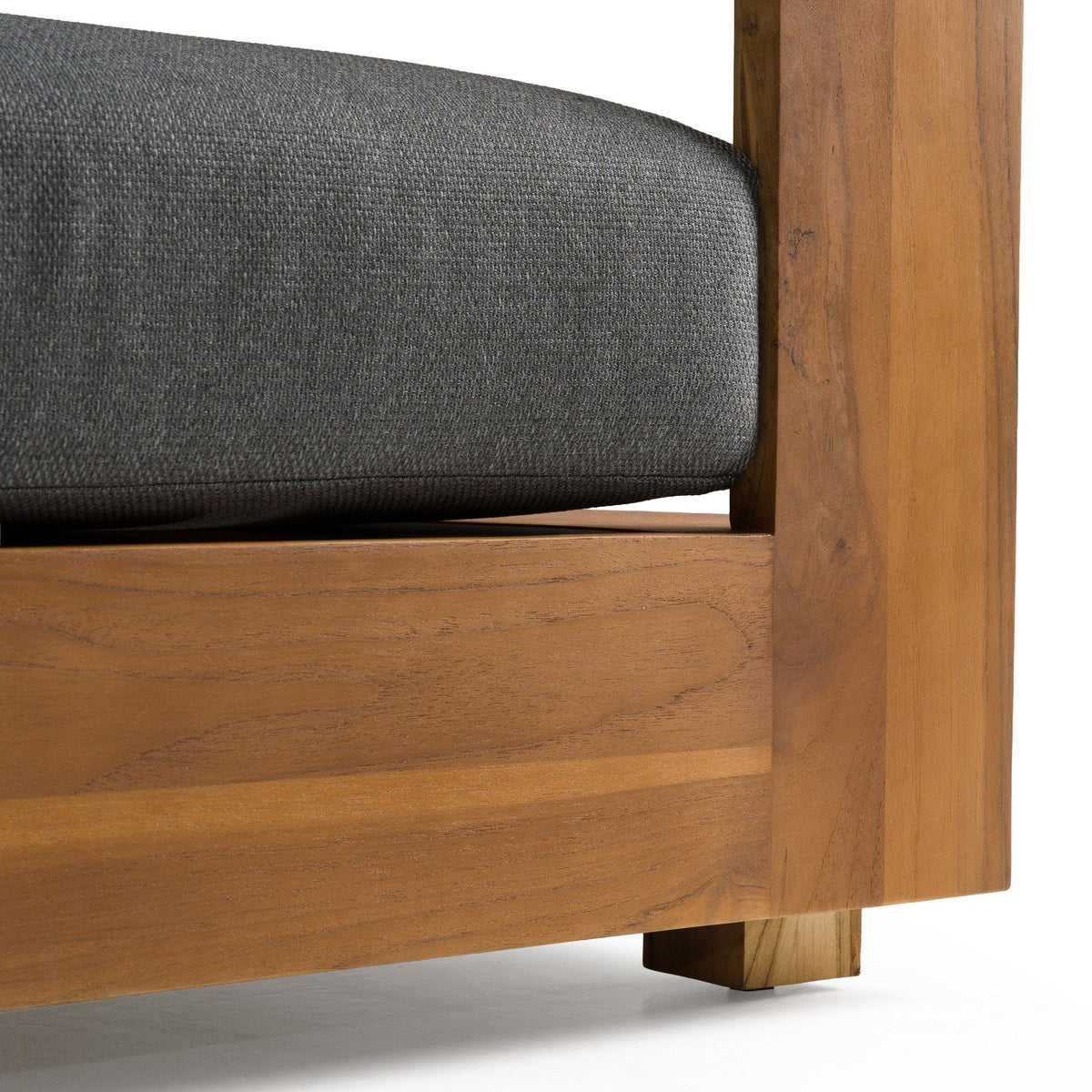Santorini Outdoor Brown Olefin Fabric and Natural Teak Sofa Set