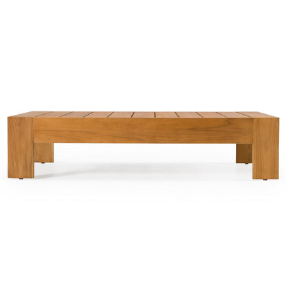 Santorini Outdoor Brown Olefin Fabric and Natural Teak Sofa Set