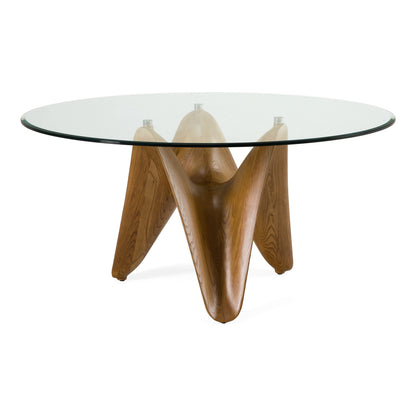 Seguin Round Glass and Walnut 59 Round Dining Table