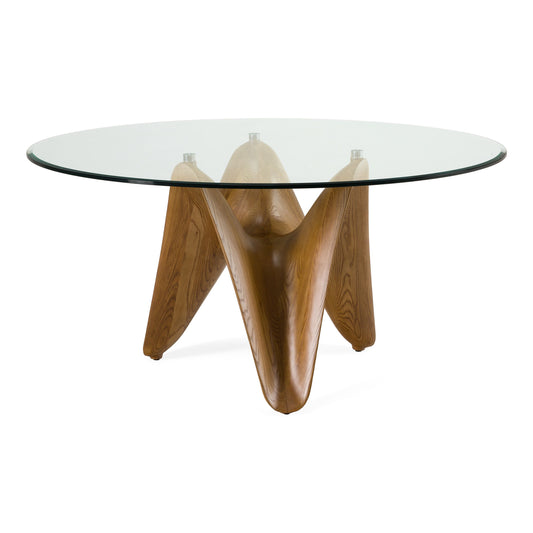 Seguin Round Glass and Walnut 59 Round Dining Table